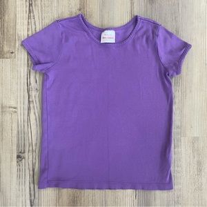 Hanna Andersson purple short sleeve tee scoop neckline size 130/8 trim detail